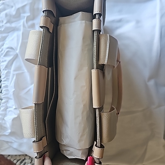 NWT Chloe Pink Woody Medium Linen Tote Bag - Picture 7 of 8